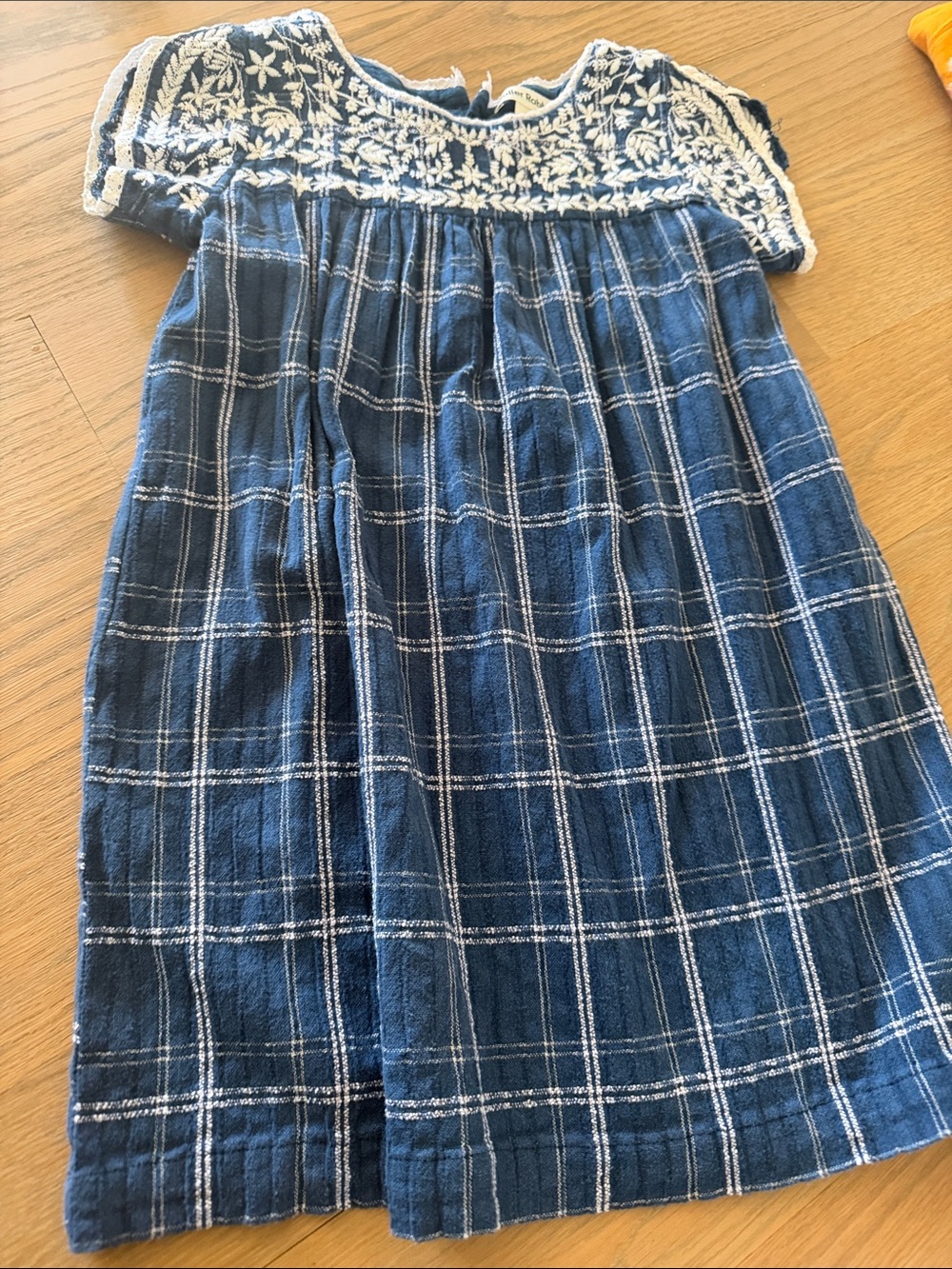 Roller Rabbit Navy Plaid Embroidered Yoke Dress